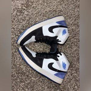 jordan 1 mid royal blue lightly worn tad creased but easy fixed
